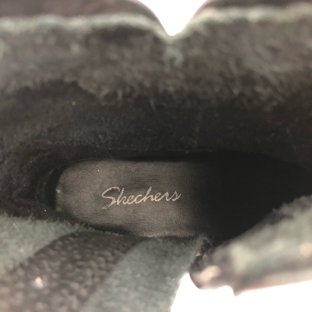 Skechers Black Leather Block Low Heel Boots Sz 8.5 - Picture 6 of 9